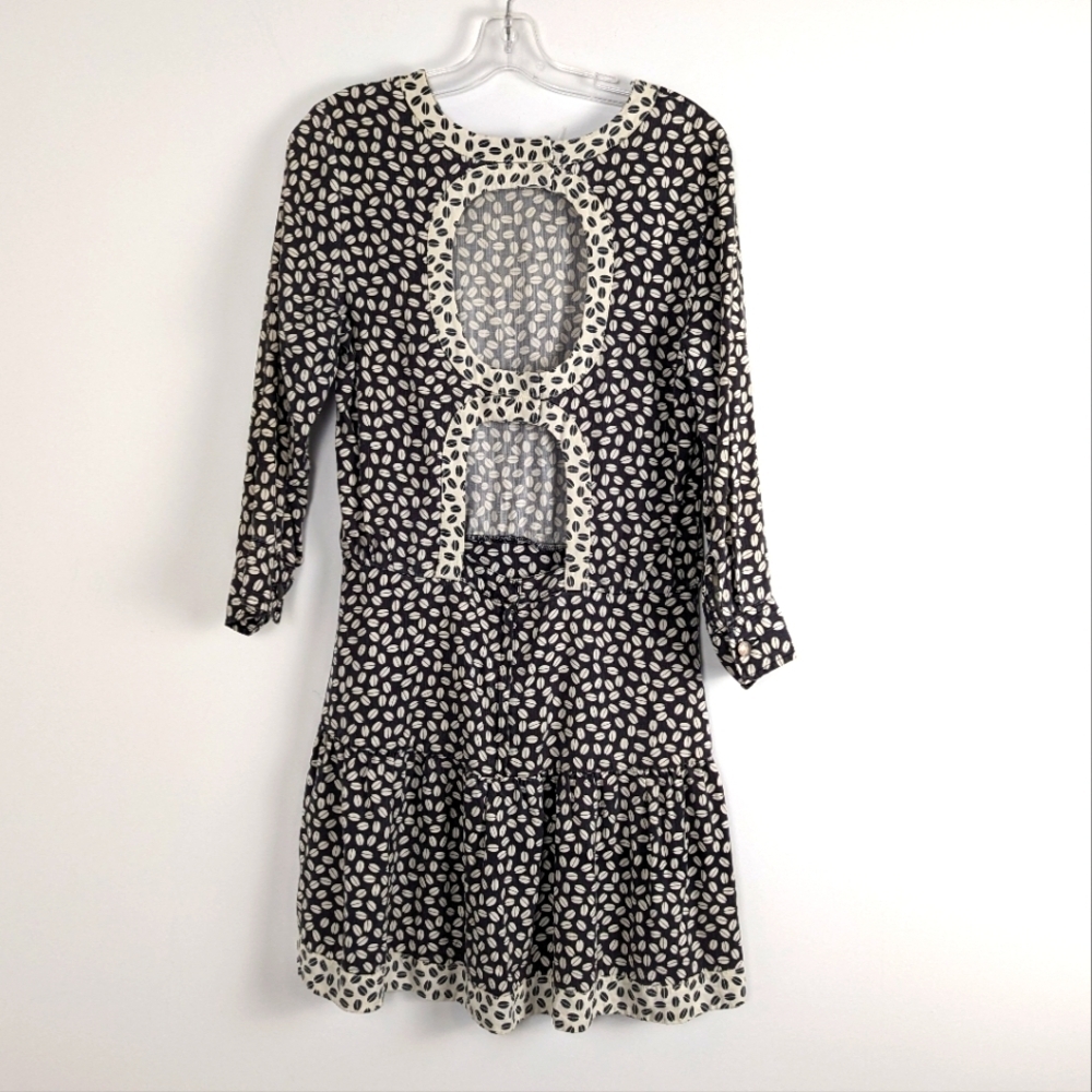 CURRENT/ELLIOTT Women's Black & White Printed Dress Cutout Details - Size Medium